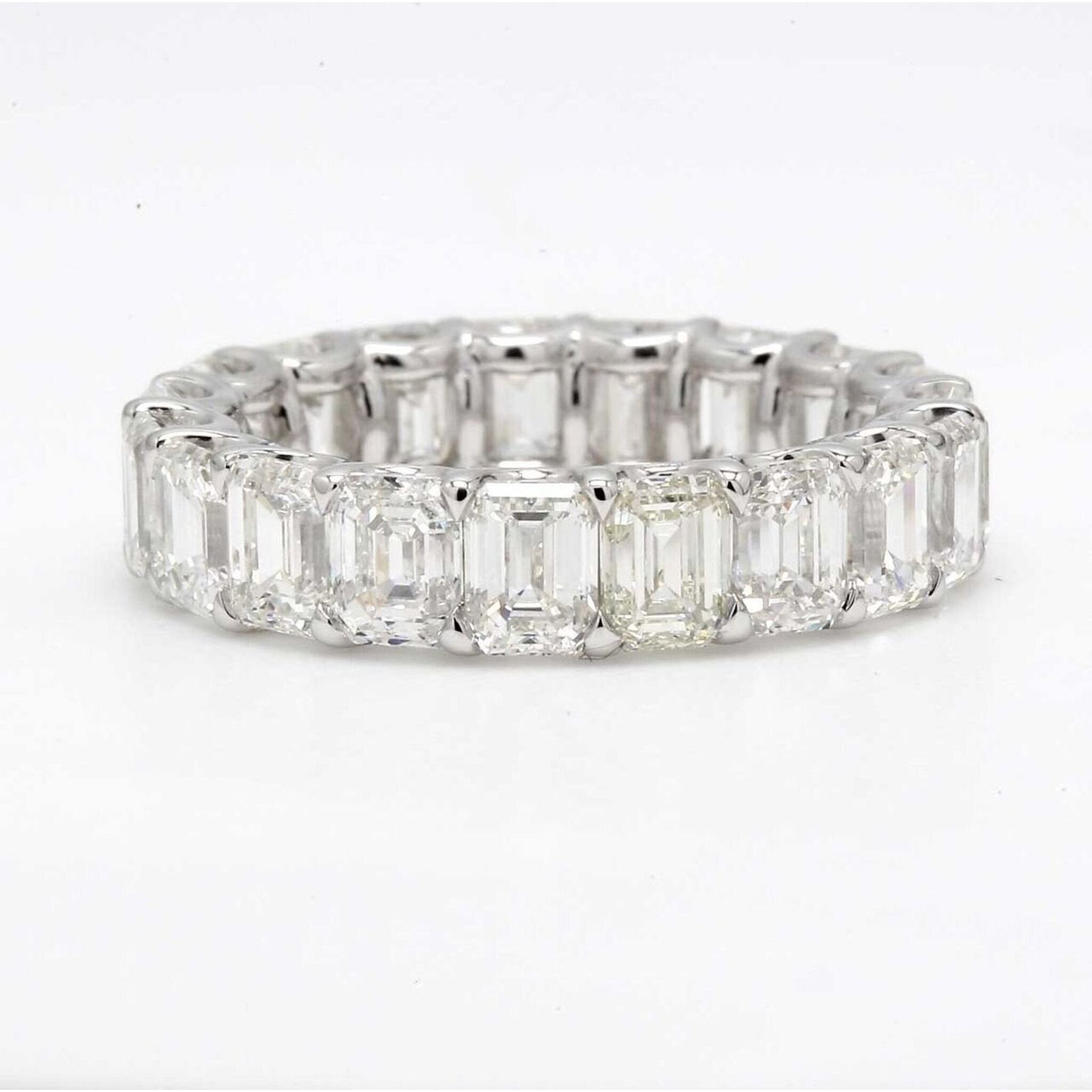 Ninacci Platinum Eternity Band with 5.81 Carats Emerald Cut Diamonds - Size 4.5