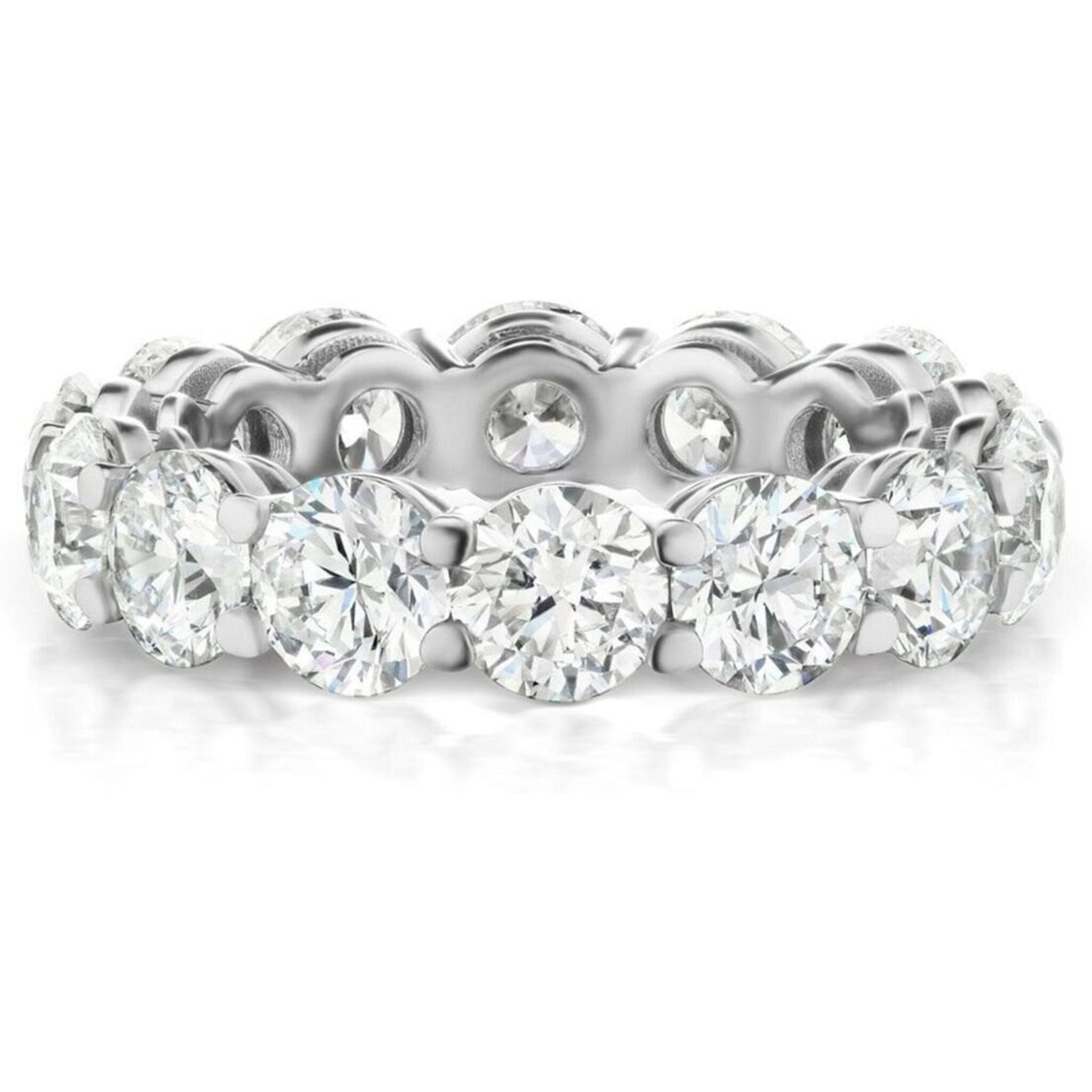 Ninacci Platinum Eternity Band with 5.86 Carats Round Diamonds - Symbol of Timeless Love - Size 6.5