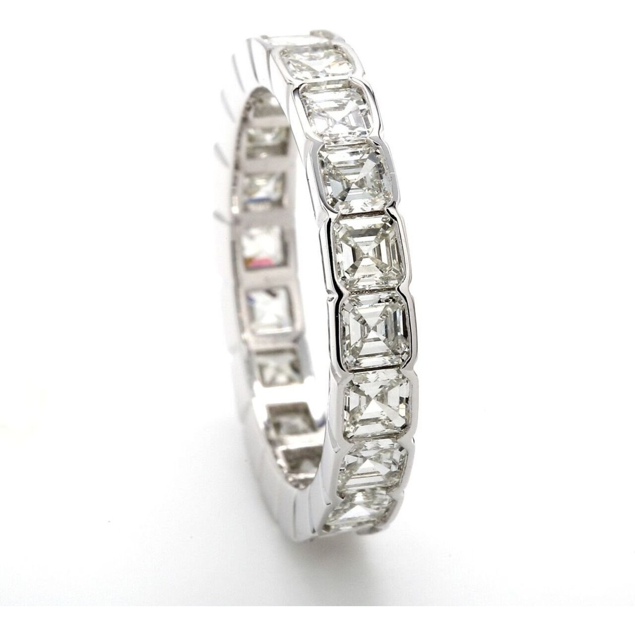 Ninacci Platinum Eternity Band with Bezel-Set Asscher Cut Diamonds - 2.90 Carat Total Diamond Weight - Size 5.75