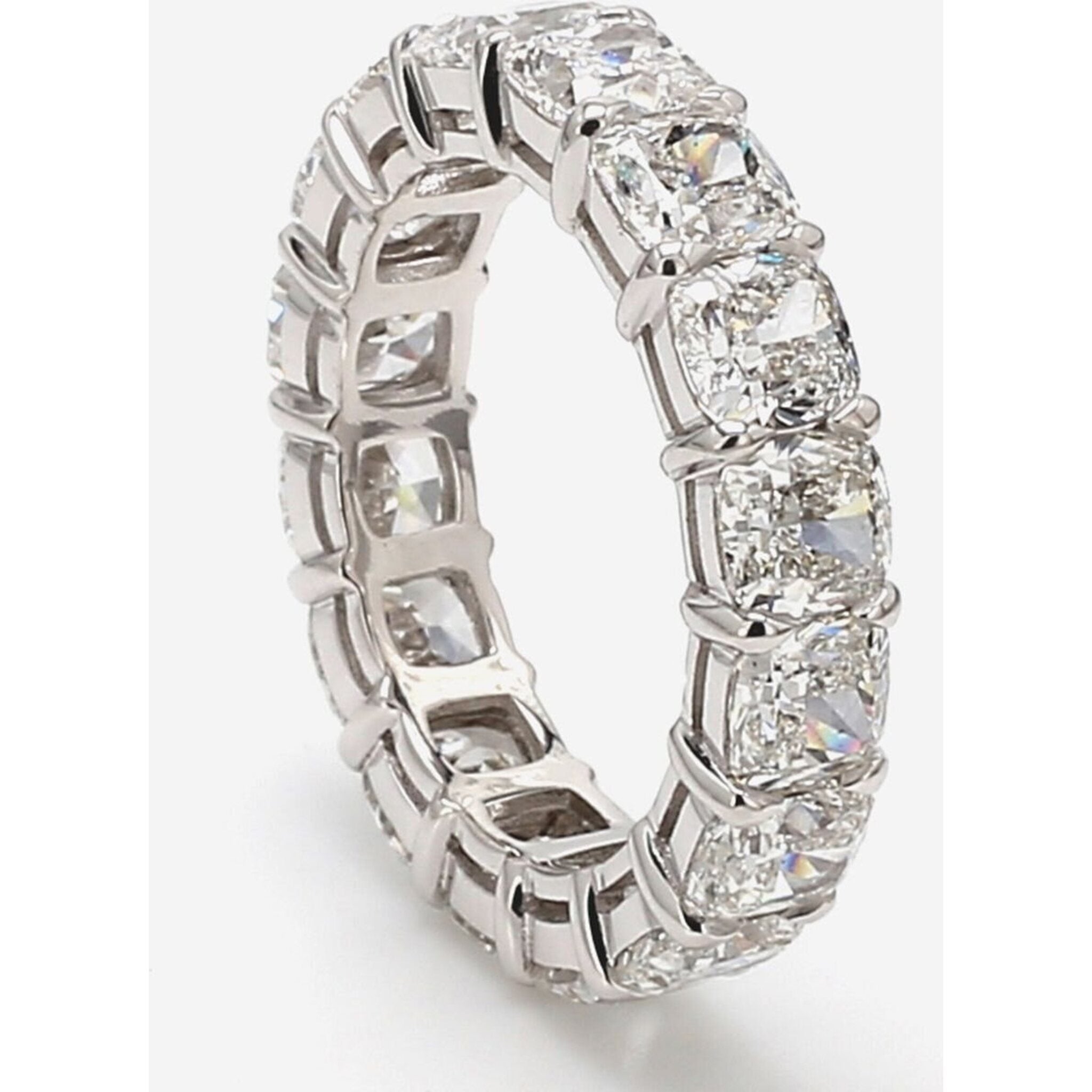 Ninacci Platinum Eternity Band with GIA Certified Cushion Cut Diamonds - 8.52 Carat Total Diamond Weight - Size 7.5