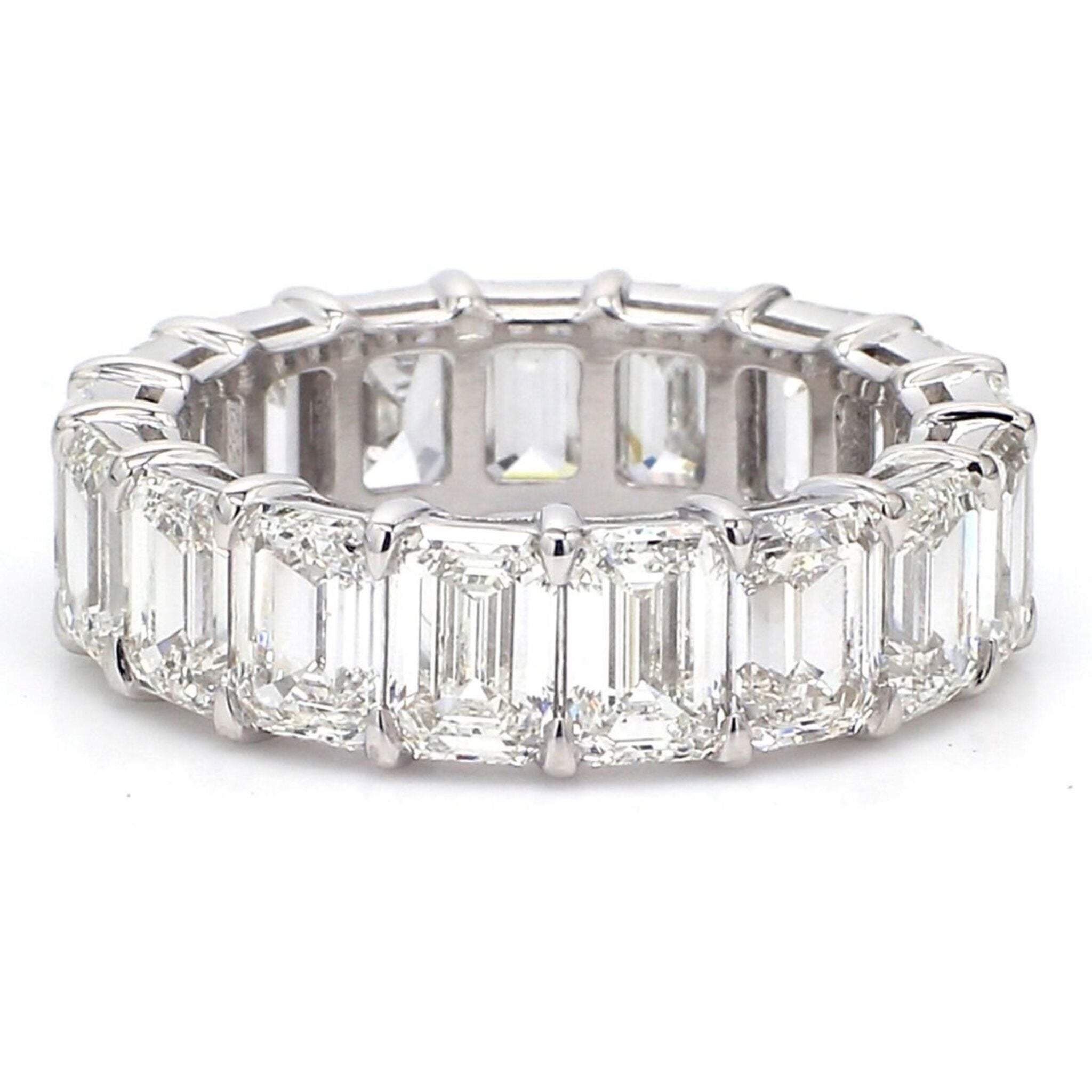 Ninacci Platinum Eternity Band with GIA Certified Emerald-Cut Diamonds - 6.99 Carat Total Diamond Weight - Size 5.0