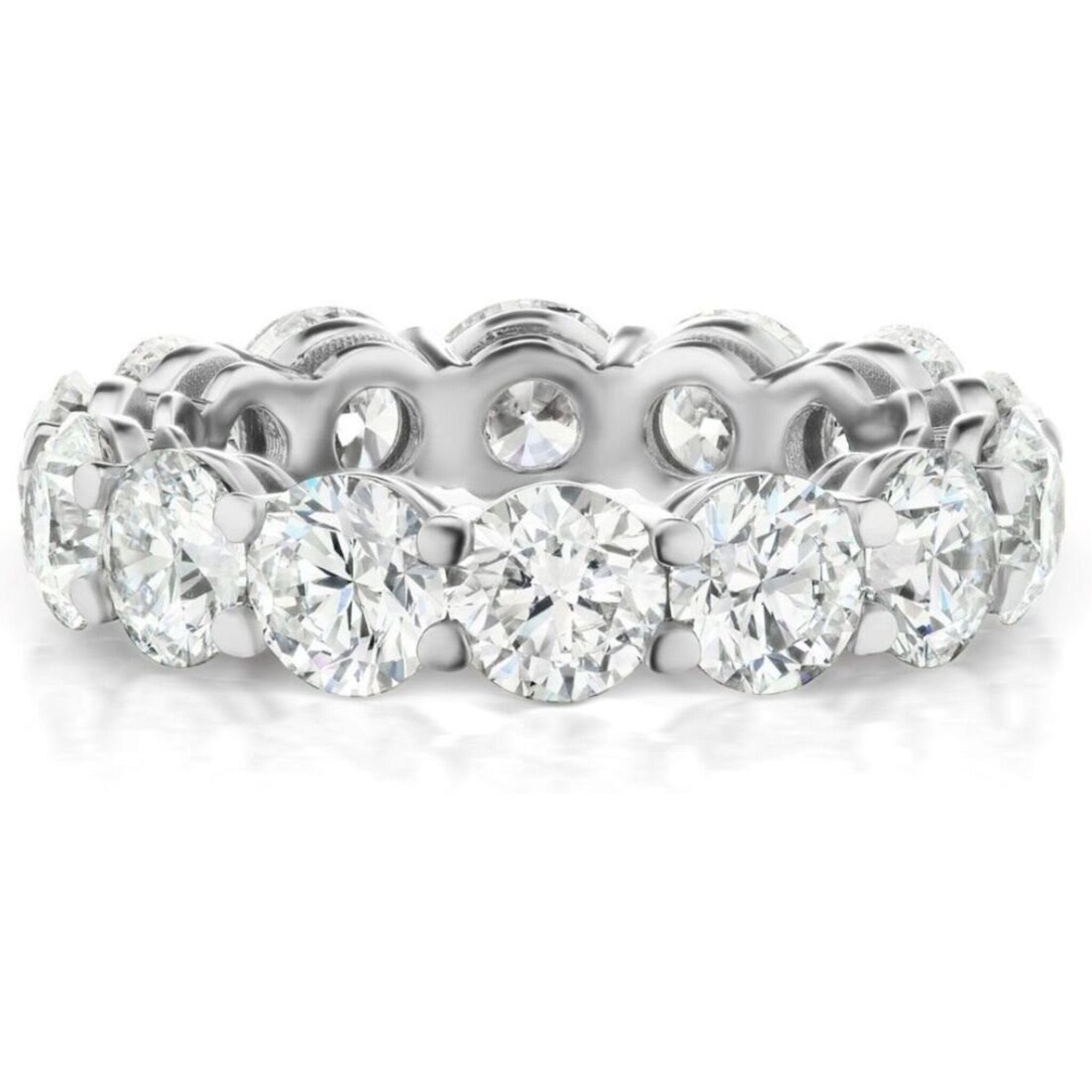 Ninacci Platinum Eternity Band with GIA Certified I/SI1 Round Diamonds - 7.11 Carat Total Diamond Weight - Size 7.0