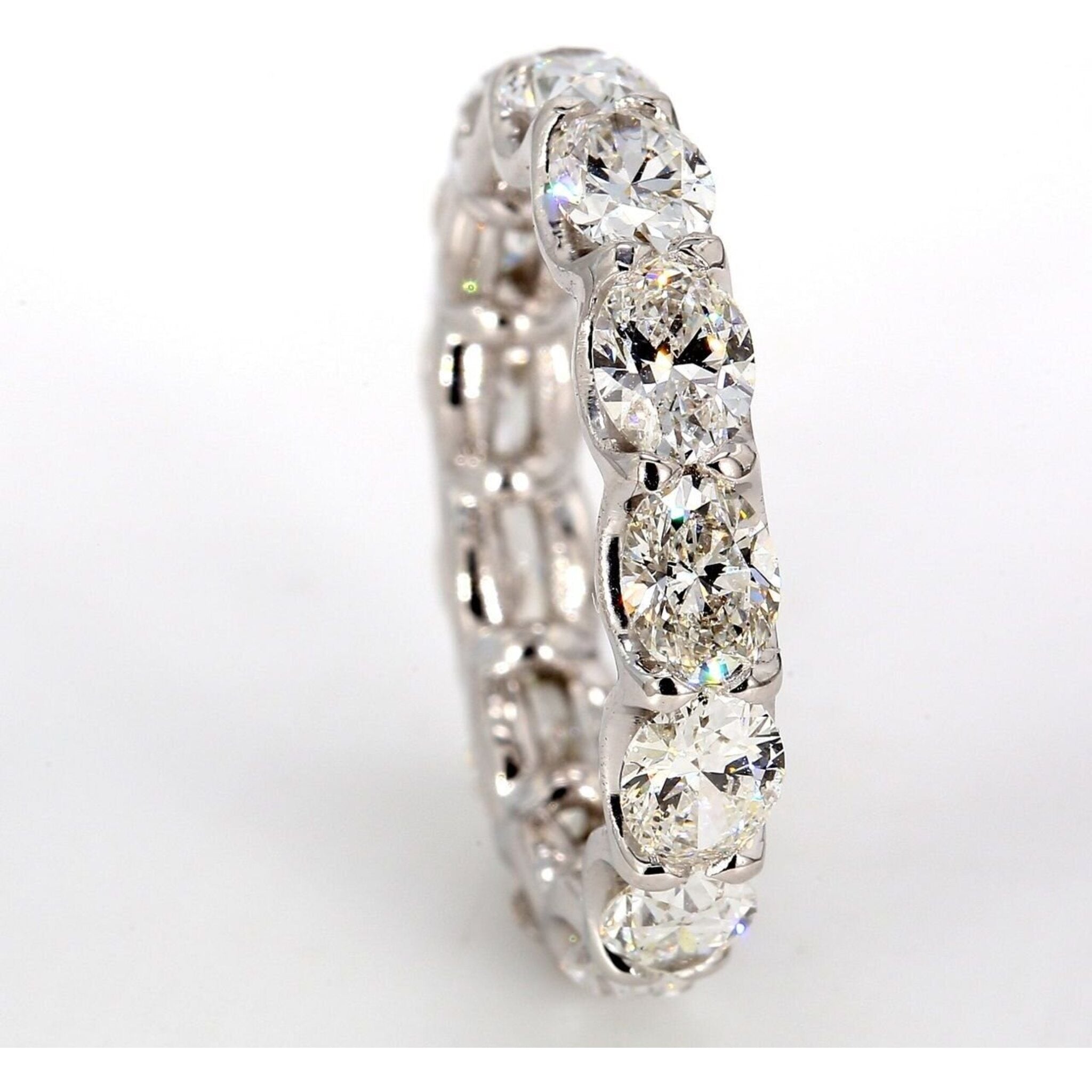 Ninacci Platinum Eternity Band with Oval Cut Diamonds - 3.94 Carat Total Diamond Weight - Size 6.0