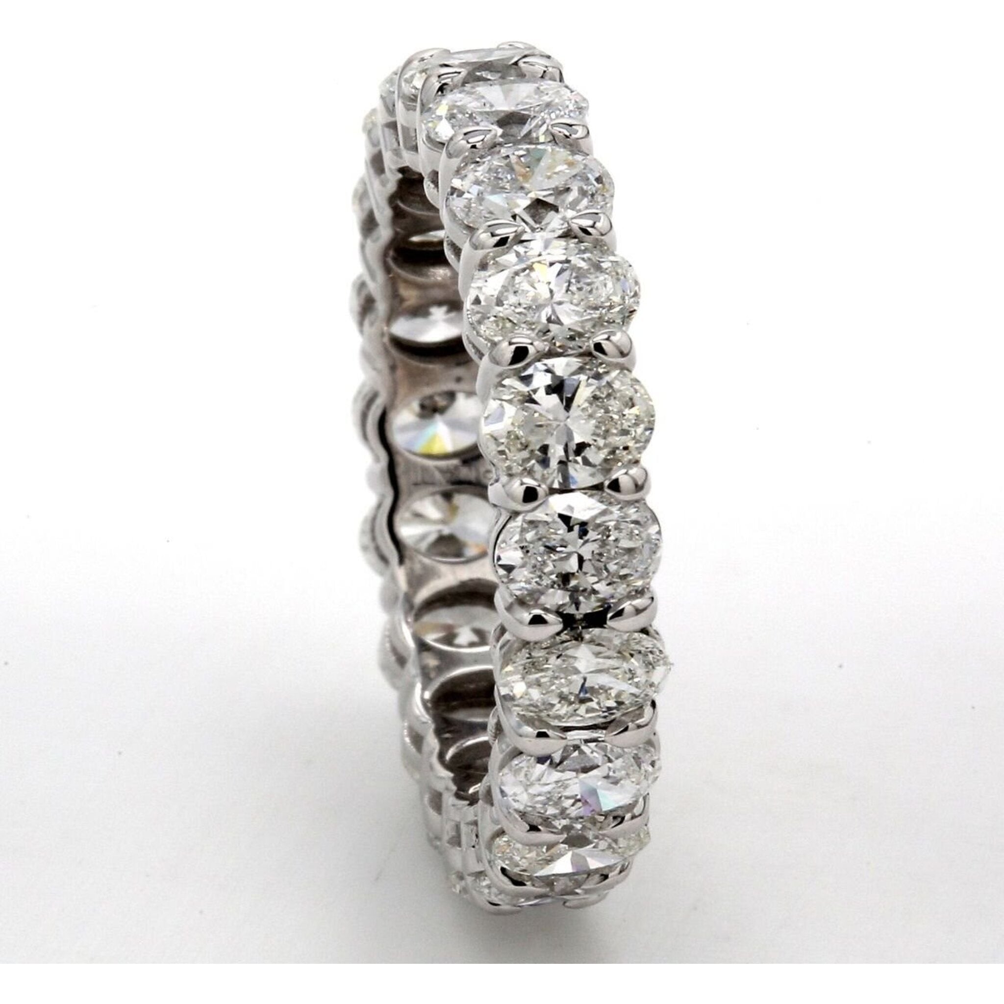 Ninacci Platinum Eternity Band with Oval Diamonds - 3.55 Carat Total Diamond Weight - Size 5.5