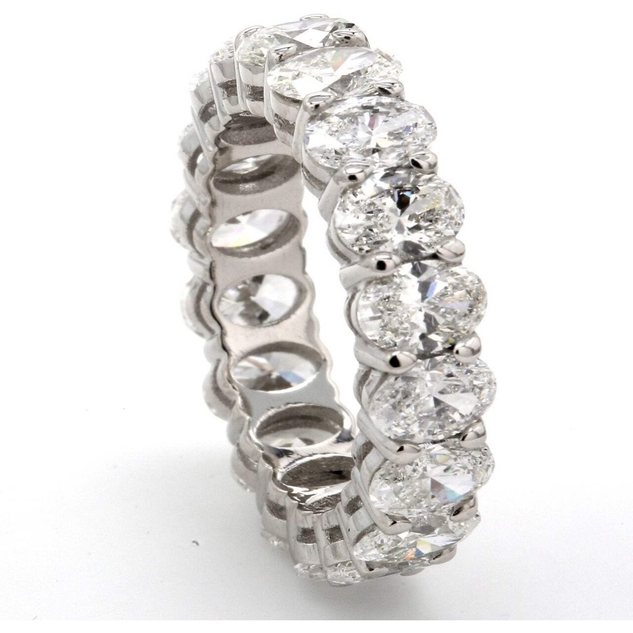 Ninacci Platinum Eternity Band with Prong Set Oval Diamonds - 5.70 Carat Total Diamond Weight - Size 6.0