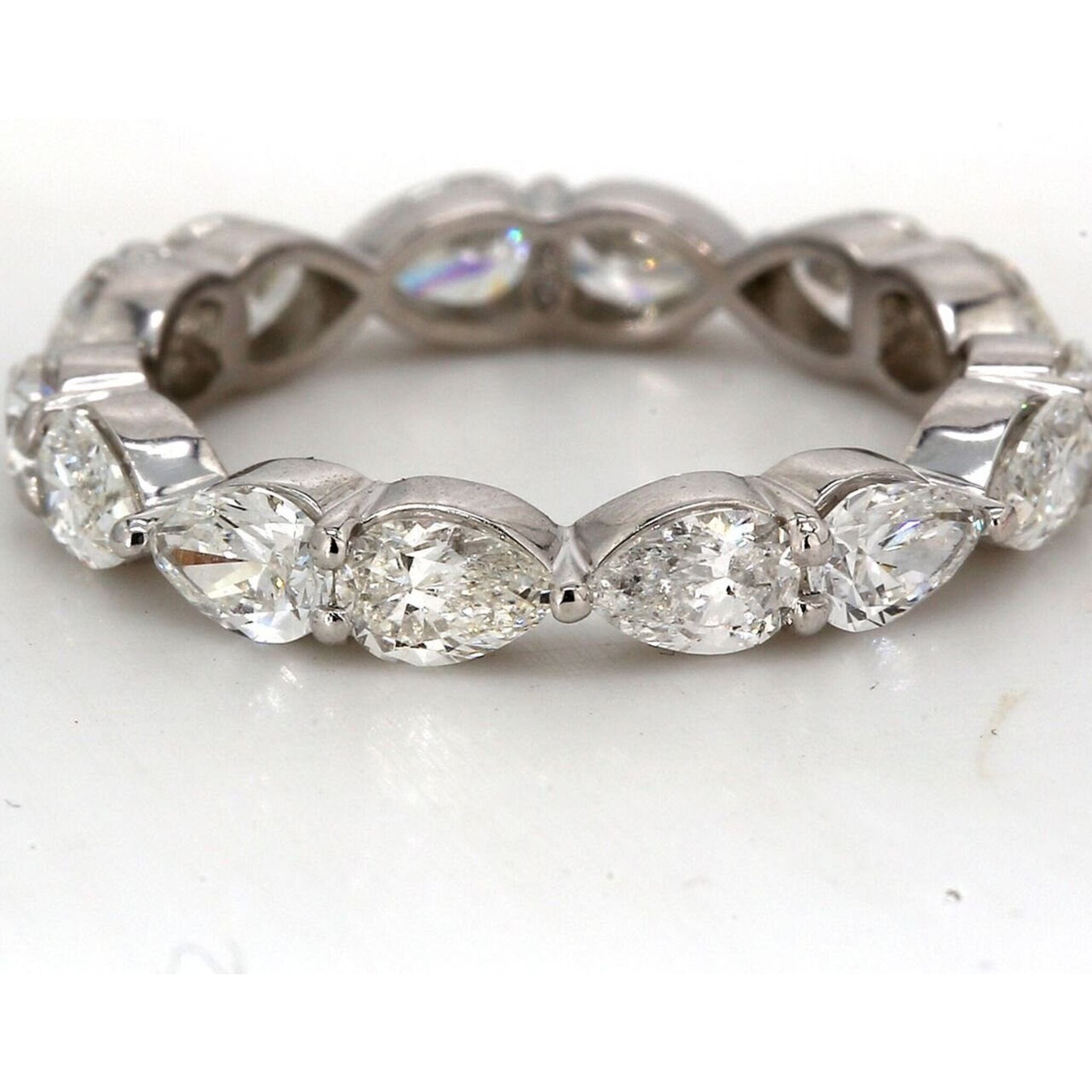 Ninacci Platinum Eternity Band with Prong-Set Pear Diamonds - 2.61 Carat Total Diamond Weight - Size 7.0
