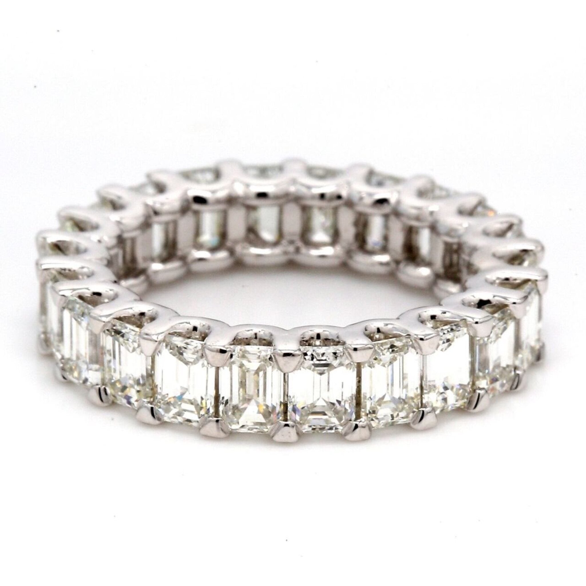 Ninacci Platinum Eternity Band with U-prong Set Emerald Cut Diamonds - 3.50 Carat Total Diamond Weight - Size 5.0