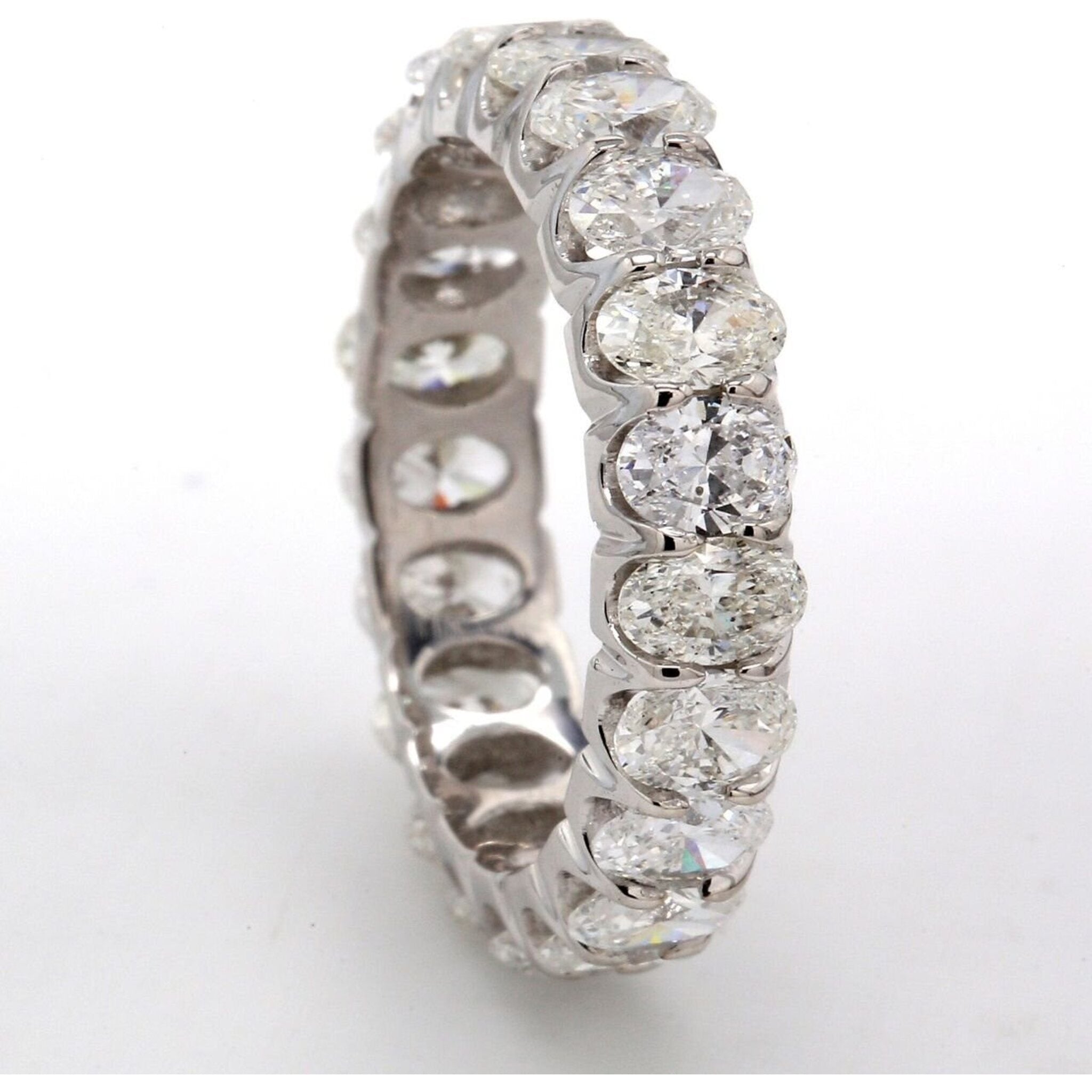 Ninacci Platinum Eternity Band with U-Prong Set Oval Diamonds - 4.05 Carat Total Diamond Weight - Size 7.0