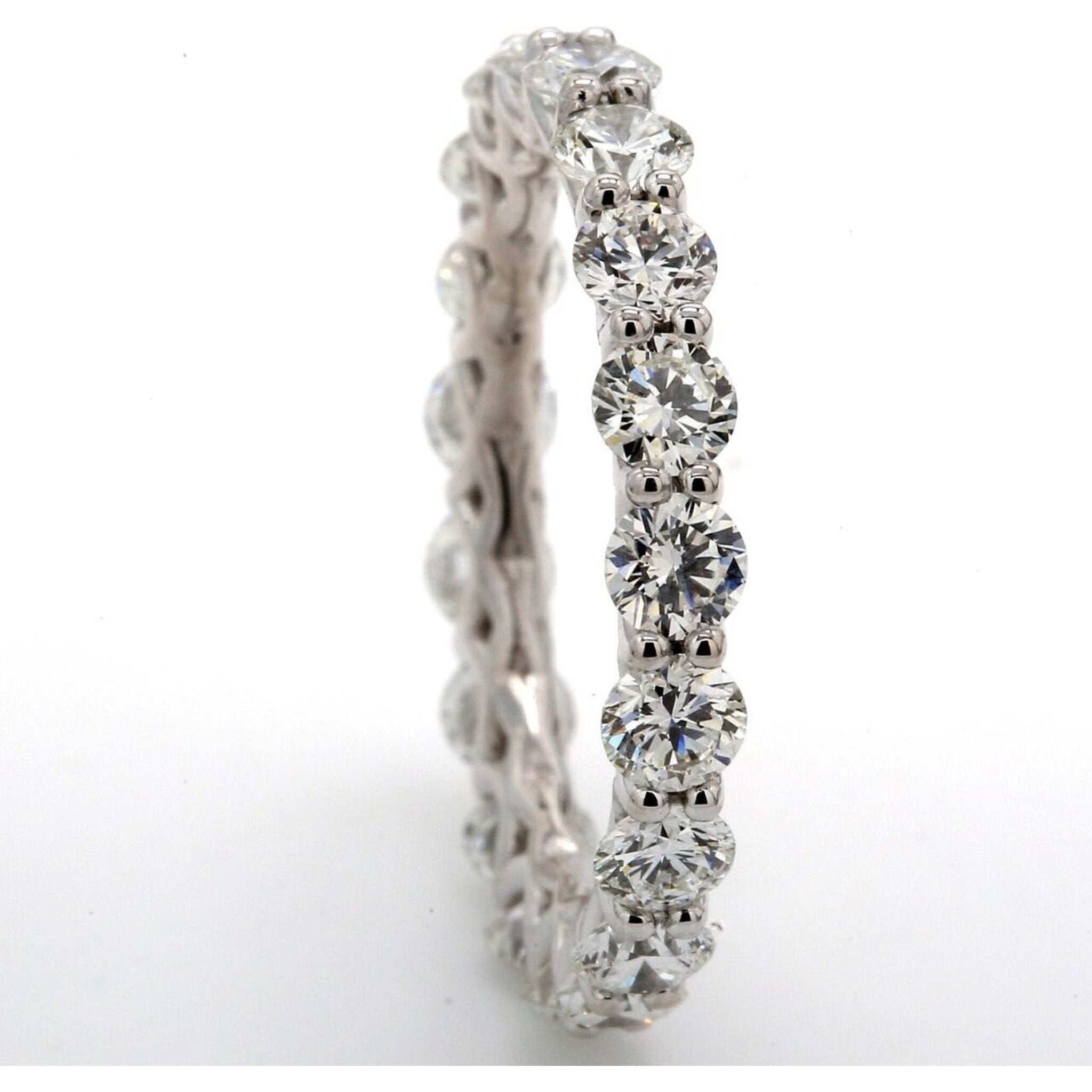 Ninacci Platinum Eternity Band with U-Prong Set Round Diamonds - 2.48 Carat Total Diamond Weight