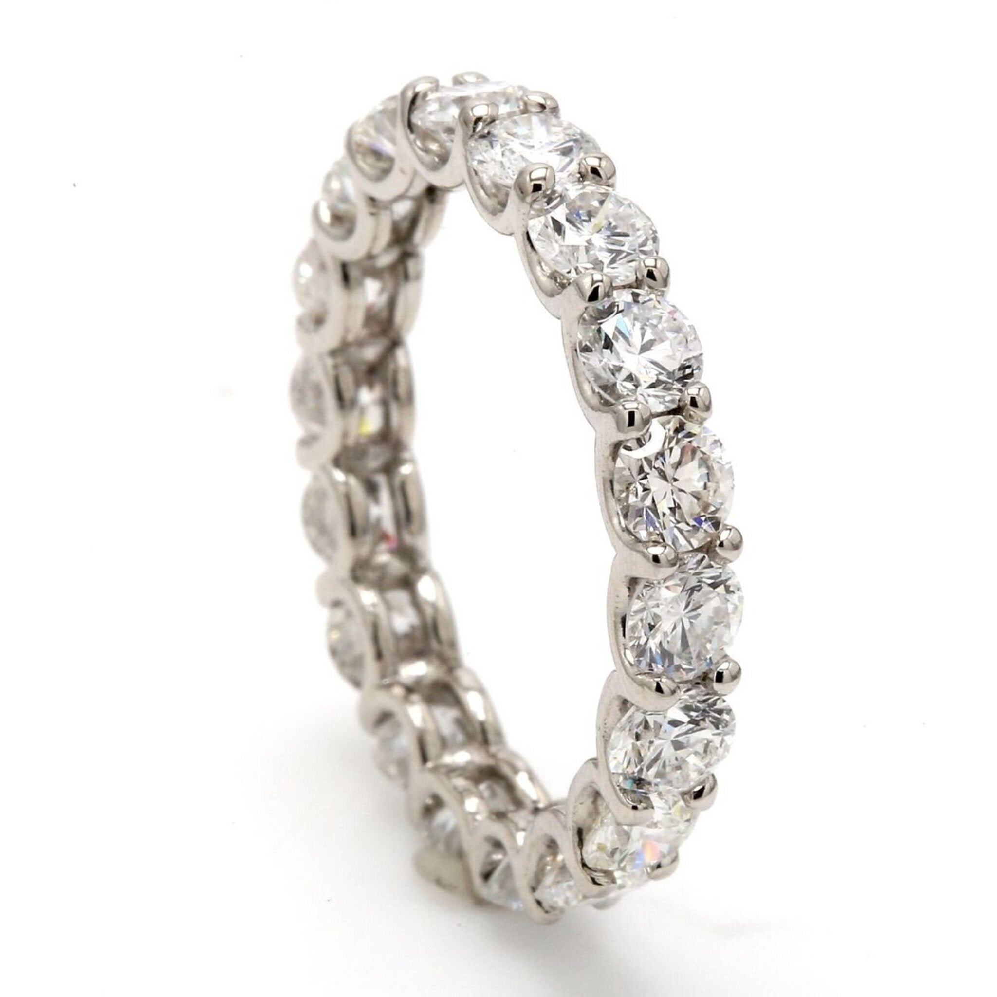 Ninacci Platinum Eternity Band with U-prong Set Round Diamonds - 2.82 Carat Total Diamond Weight - Size 5.25