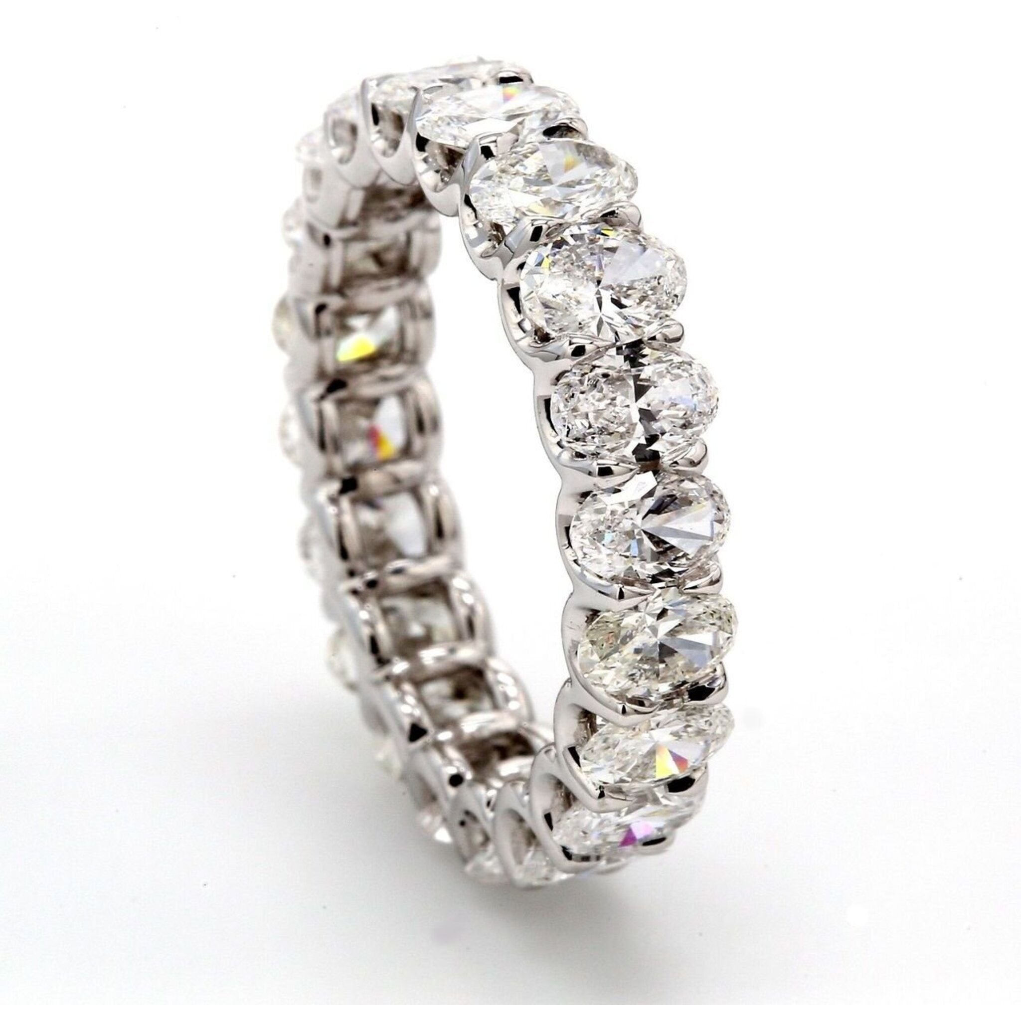 Ninacci Platinum Oval Cut Diamond Eternity Band - 3.86 Carat Total Diamond Weight - Size 6.75