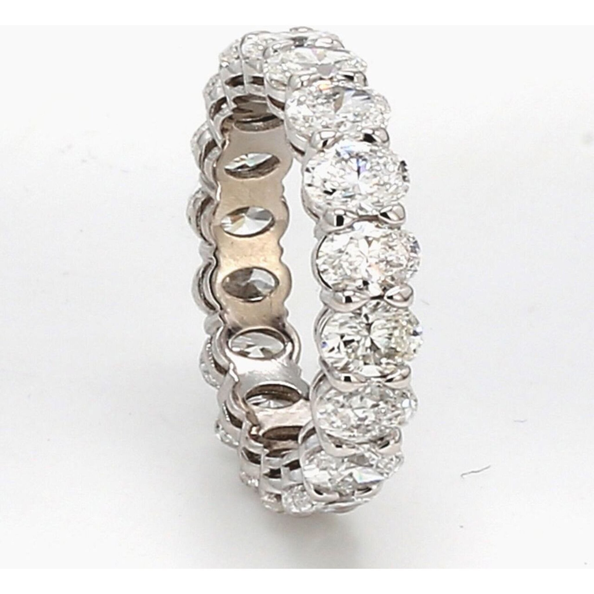 Ninacci Platinum Oval Diamond Eternity Band - 3.37 Carat Total Diamond Weight - Size 4.25