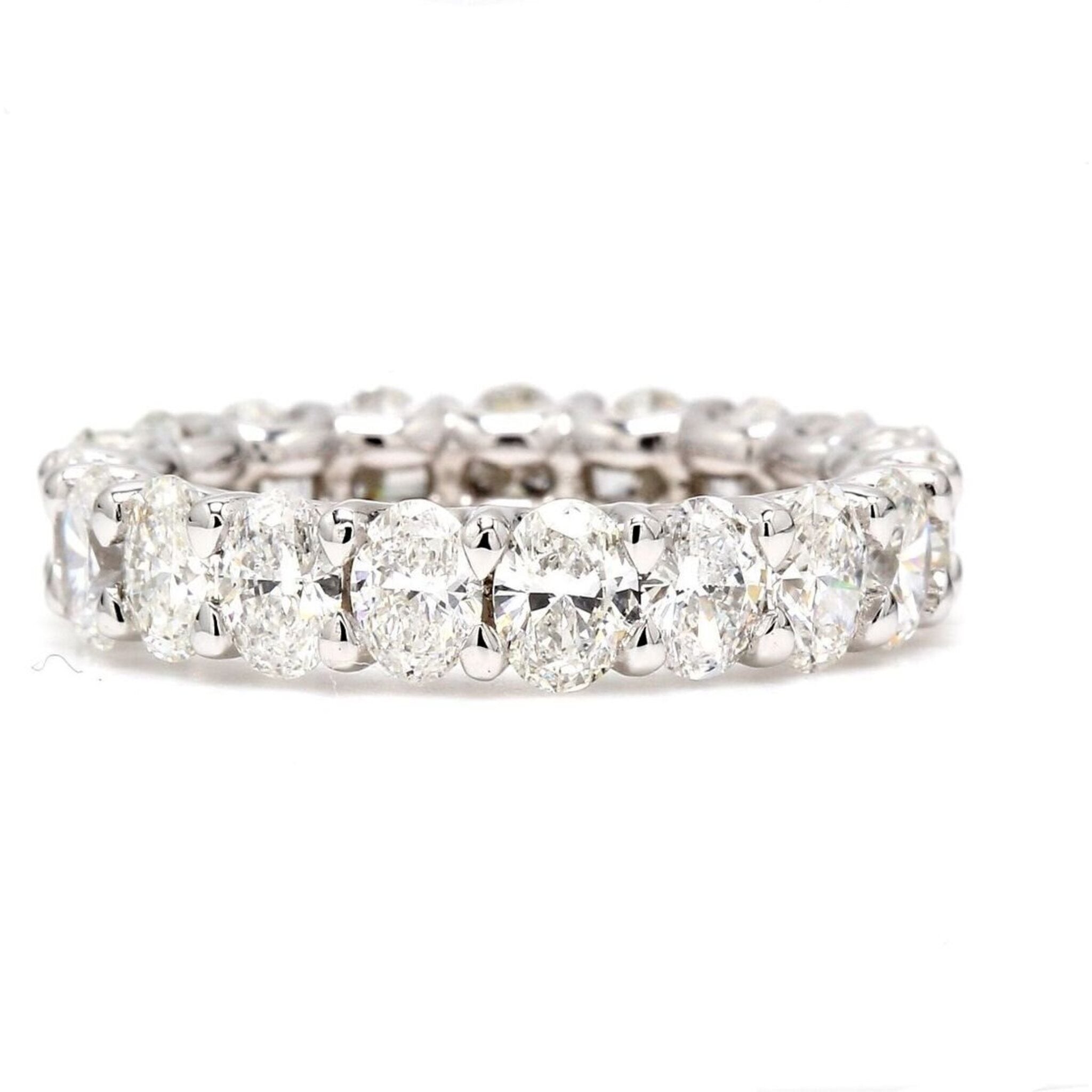 Ninacci Platinum Oval Diamond Eternity Band - 3.76 Carat Total Diamond Weight - Size 5.5