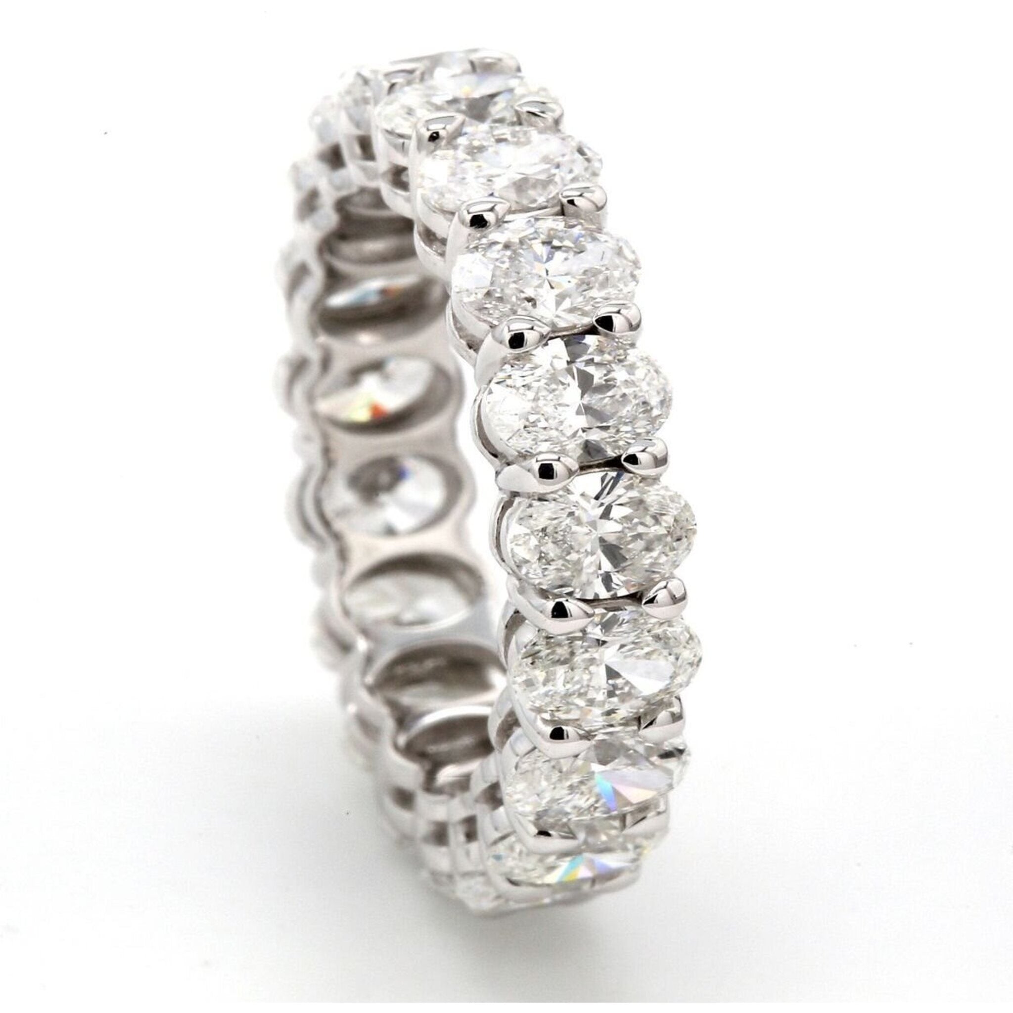 Ninacci Platinum Oval Diamond Eternity Band - 4.48 Carat Total Diamond Weight - Size 5.25
