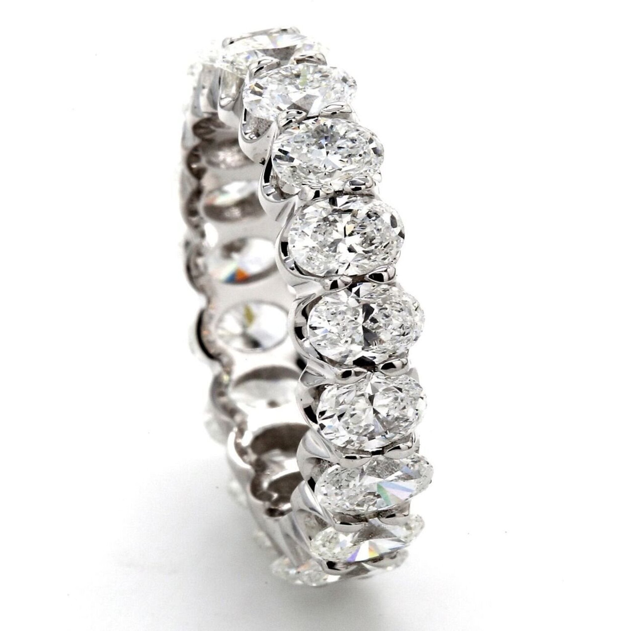 Ninacci Platinum Oval Diamond Eternity Band - 4.53 Carat Total Diamond Weight - Size 6