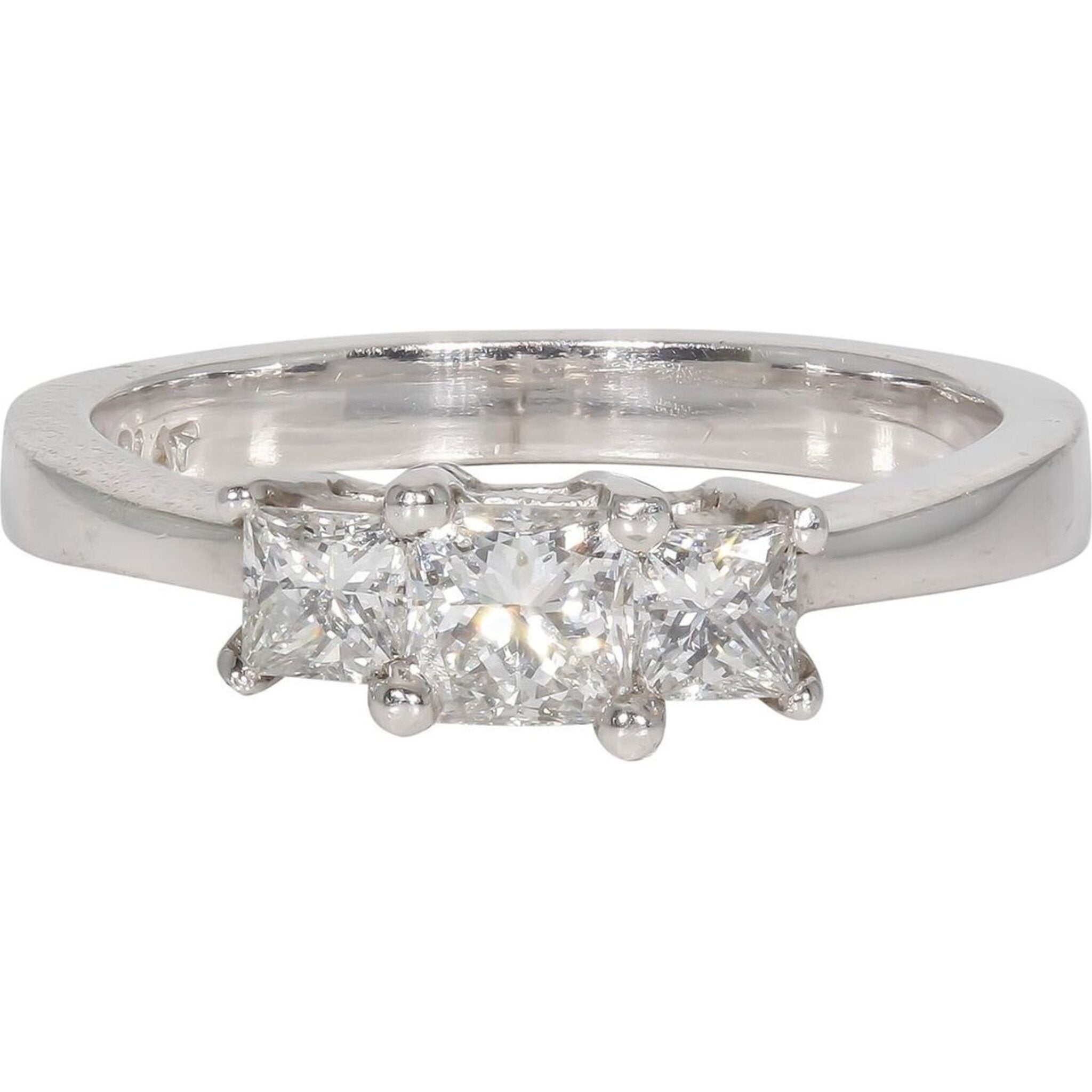Ninacci Platinum Princess-Cut Love Affair 3-Stone Ring - 0.70 Carat Total Diamond Weight - Size 6.5
