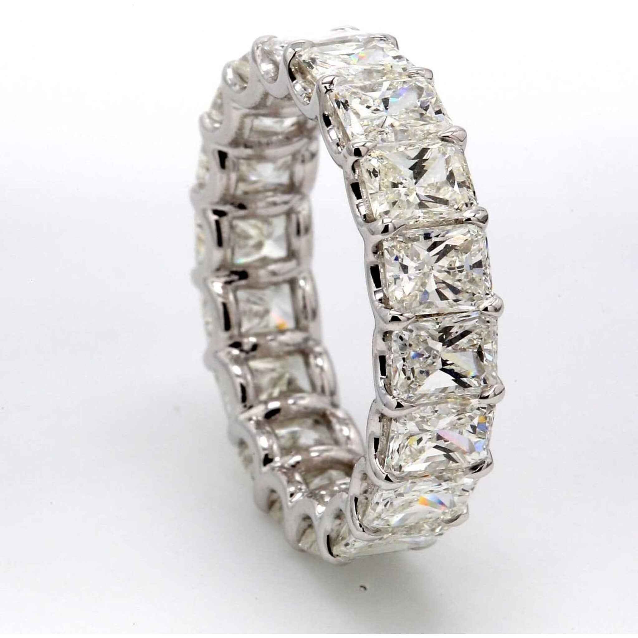 Ninacci Platinum Radiance Eternity Band with U-Prong Set Radiant Cut Diamonds - 5.68 Carat Total Diamond Weight - Size 5
