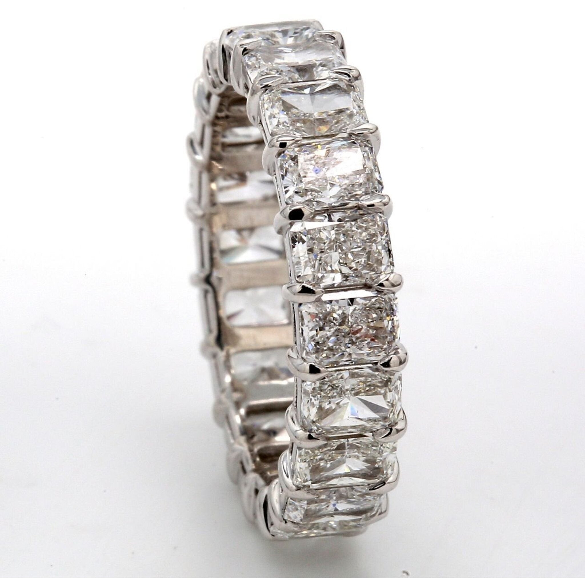 Ninacci Platinum Radiant Cut Diamond Eternity Band - 4.81 Carat Total Diamond Weight - Size 6