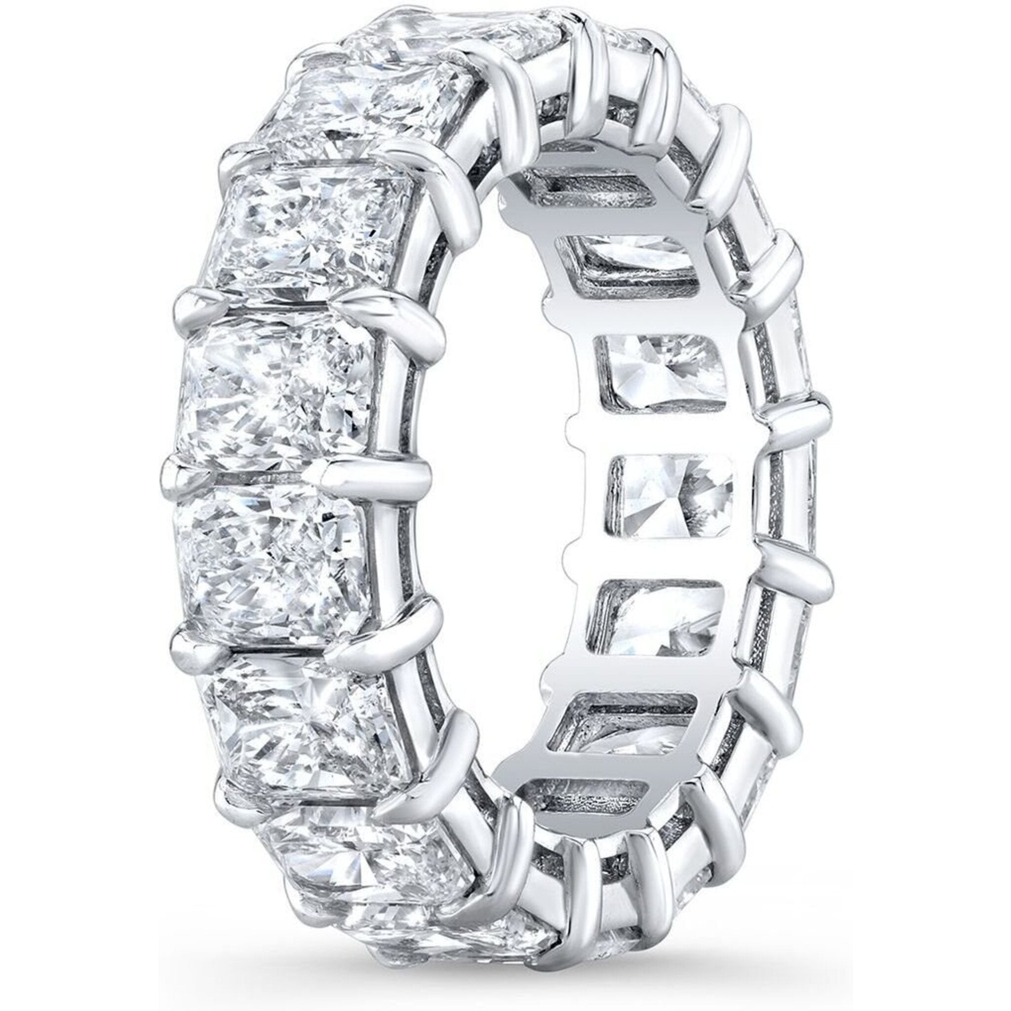 Ninacci Platinum Radiant Cut Diamond Eternity Band - 4.86 Carat Total Diamond Weight - Size 5.25