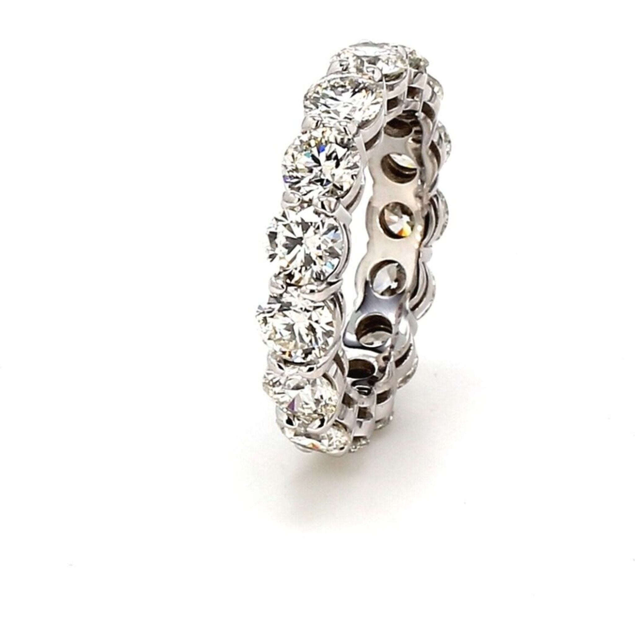 Ninacci Platinum Shared Prong Eternity Band with 4.54 Carats Round Diamonds - Size 4.75