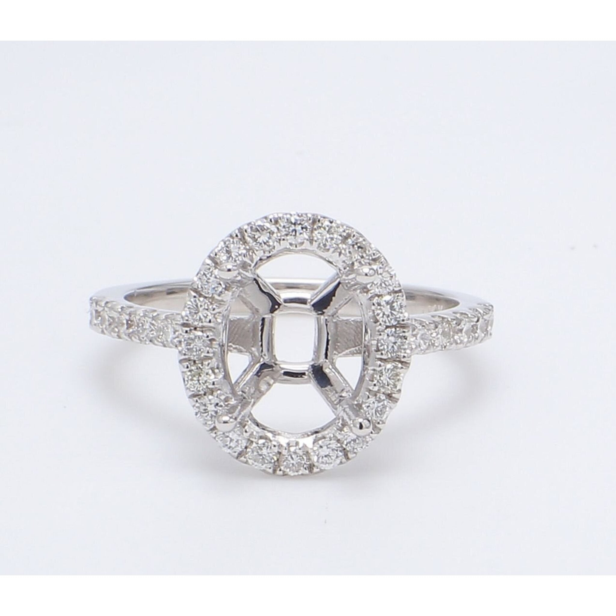 Ninacci Timeless Brilliance 14K White Gold Halo Semi-Mount Ring with 0.50 Carats Diamonds