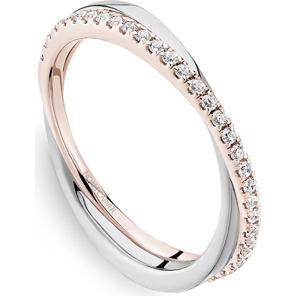 Noam Carver 14K Rose and White Gold Stackable Wedding Band with Round Cut Diamonds - 0.22 Carat Total Diamond Weight