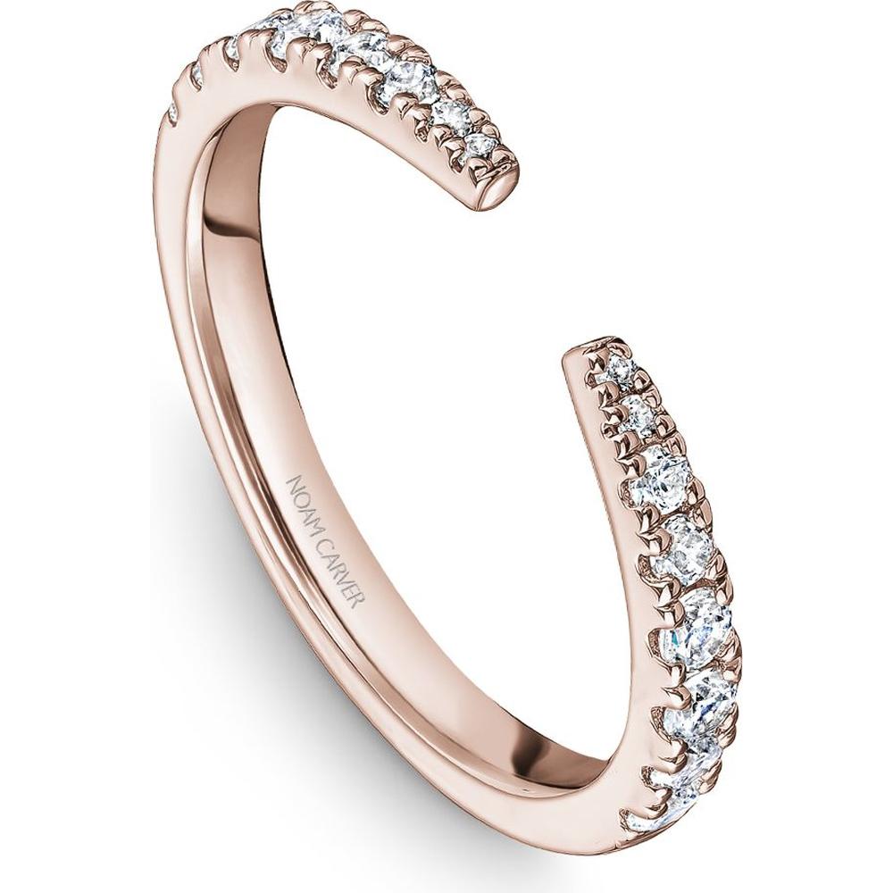 Noam Carver 14K Rose Gold Stackable Wedding Band with 16 Round Cut Dia ...