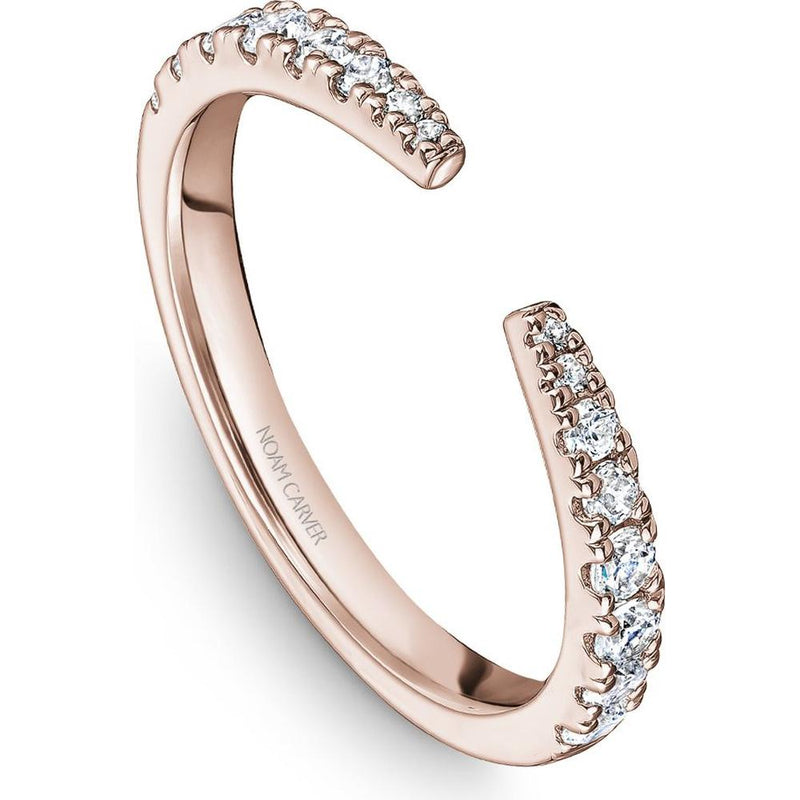 Noam Carver 14K Rose Gold Stackable Wedding Band with 16 Round Cut Diamonds - 0.36 Carat Total Diamond Weight