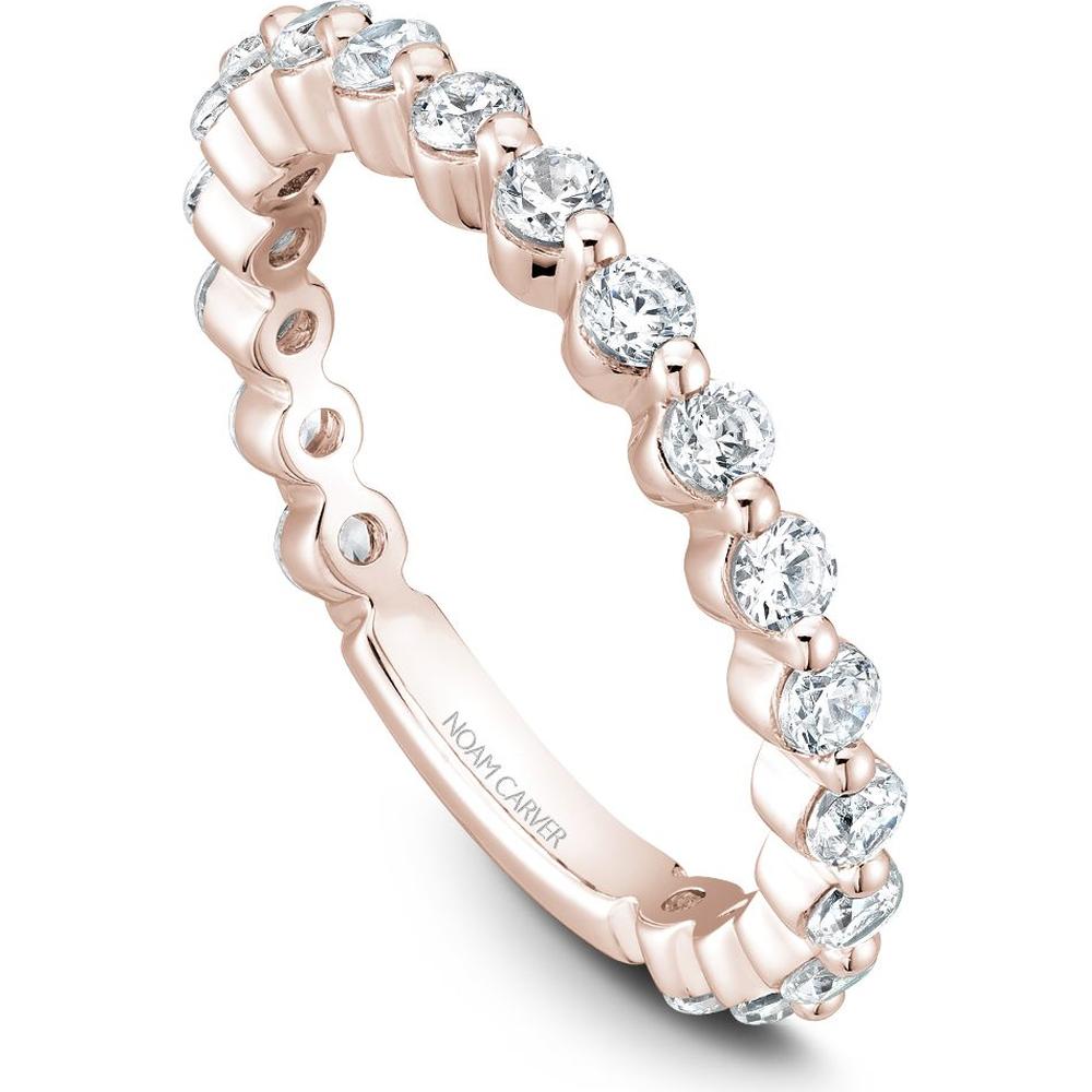 Noam Carver 14K Rose Gold Stackable Wedding Band with 19 Round Cut Diamonds - 0.95 Carat Total Diamond Weight