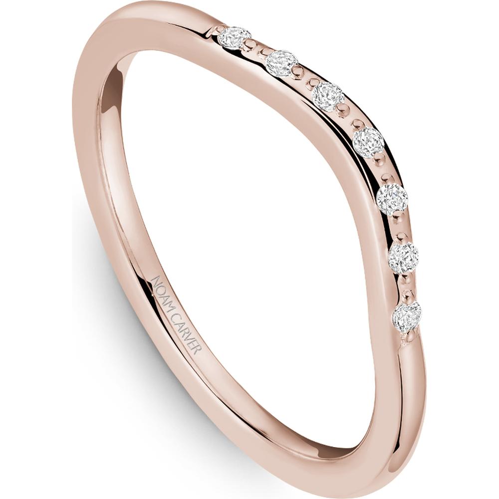 Noam Carver 14K Rose Gold Stackable Wedding Band with 7 Round Diamonds - 0.05 Carat Total Diamond Weight