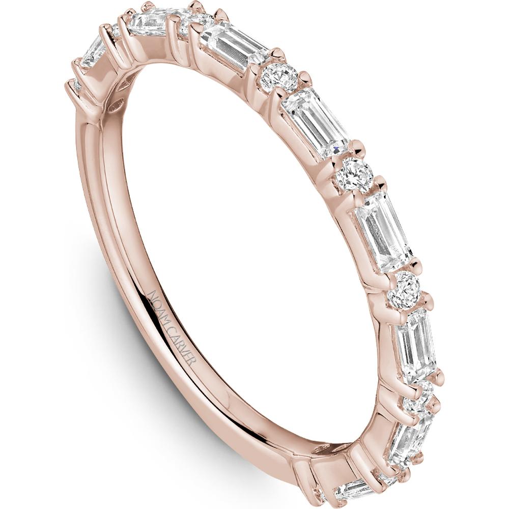 Noam Carver 14K Rose Gold Stackable Wedding Band with Baguette and Round Cut Diamonds - 0.53 Carat Total Diamond Weight