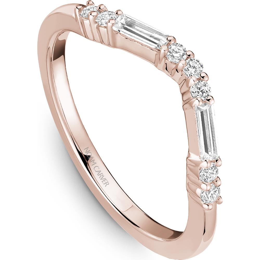 Noam Carver 14K Rose Gold Stackable Wedding Band with Baguette and Round Diamonds - 0.2 Carat Total Diamond Weight