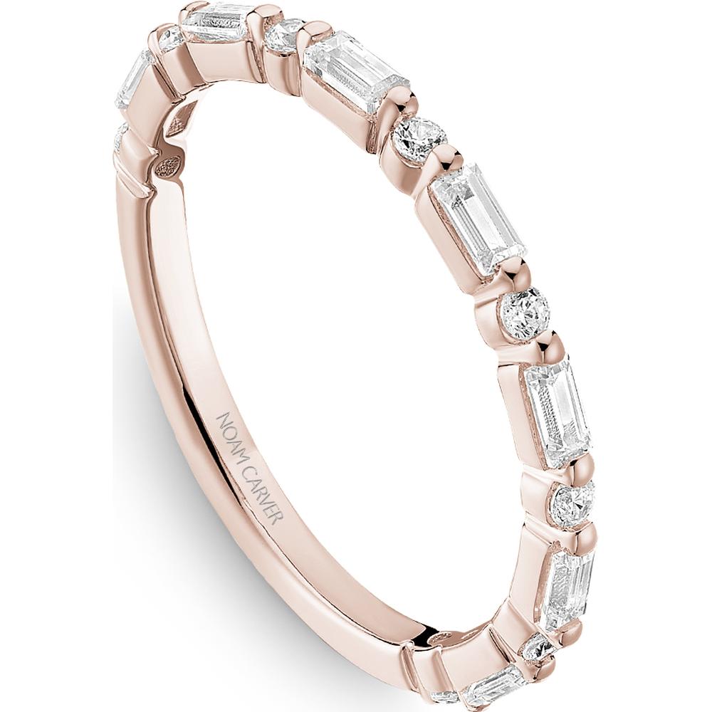 Noam Carver 14K Rose Gold Stackable Wedding Band with Baguette and Round Diamonds - 0.46 Carat Total Diamond Weight
