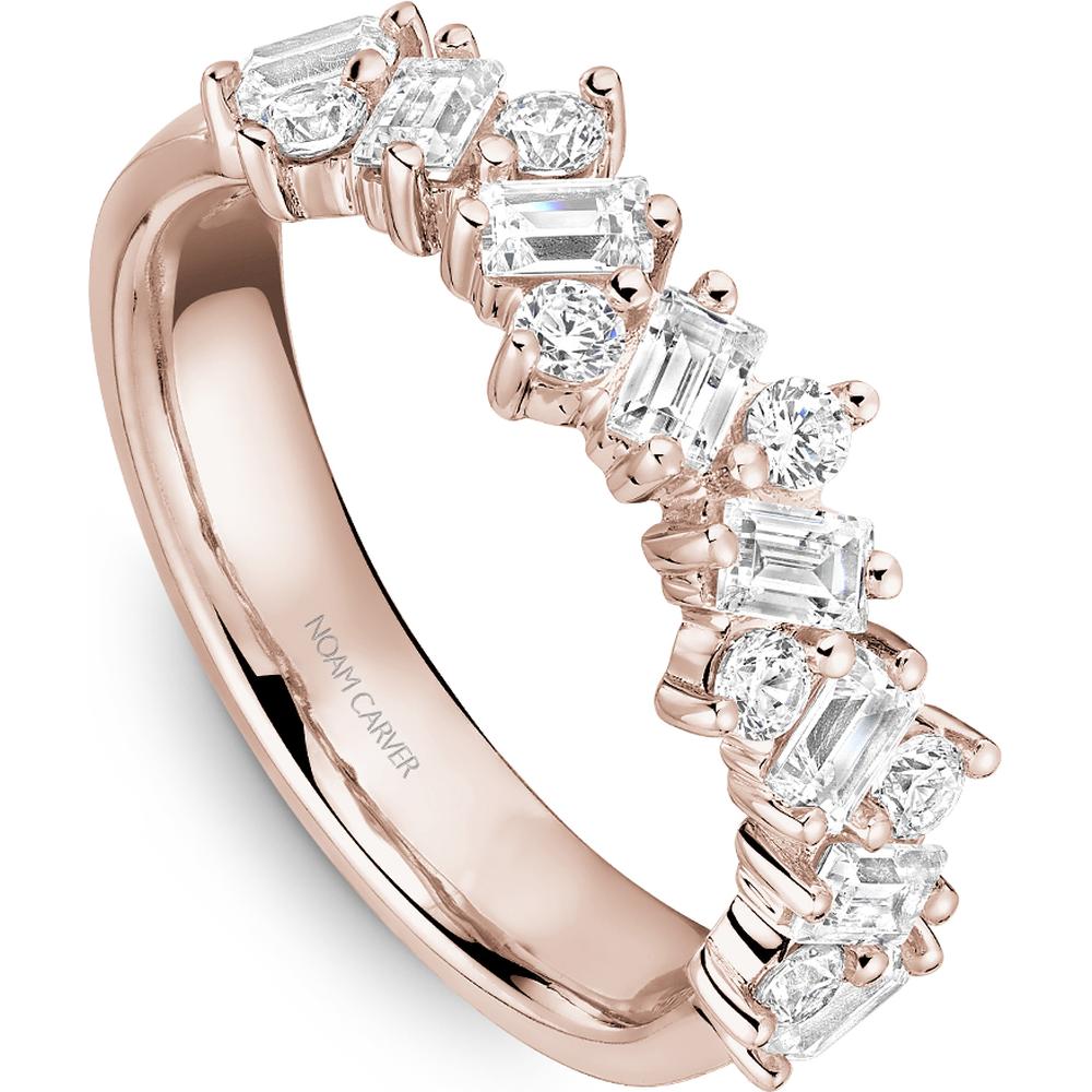 Noam Carver 14K Rose Gold Stackable Wedding Band with Baguette and Round Diamonds - 0.96 Carat Total Diamond Weight