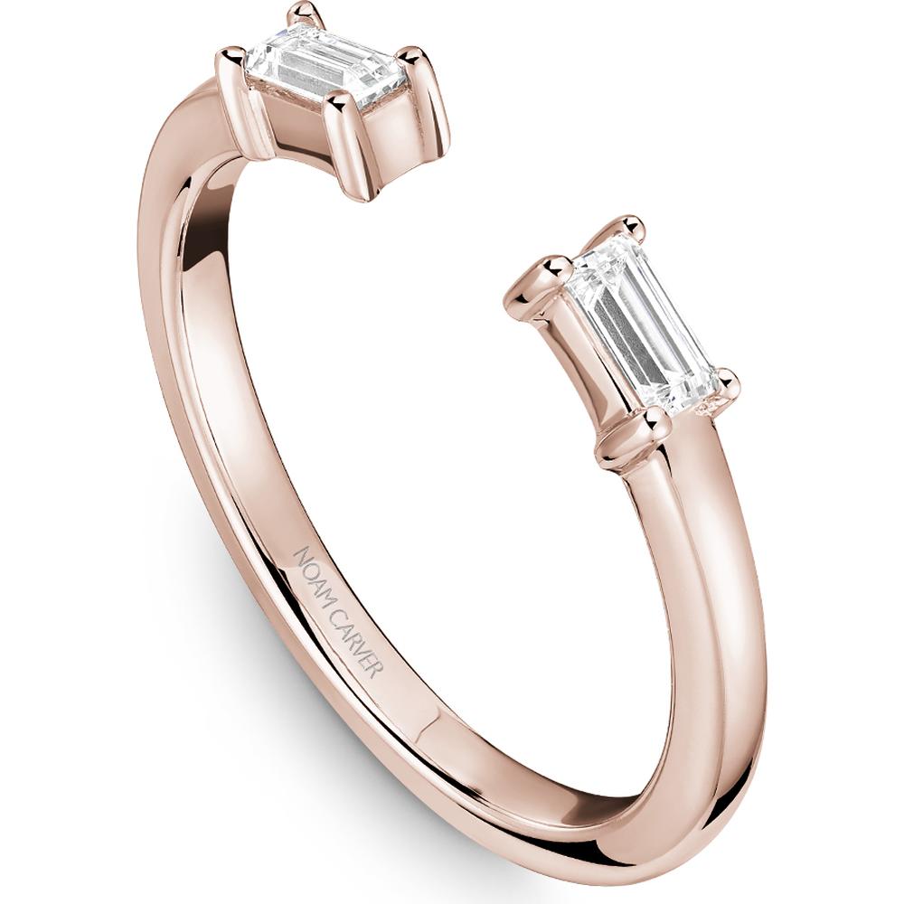 Noam Carver 14K Rose Gold Stackable Wedding Band with Baguette-Cut Diamonds - 0.14 Carat Total Diamond Weight