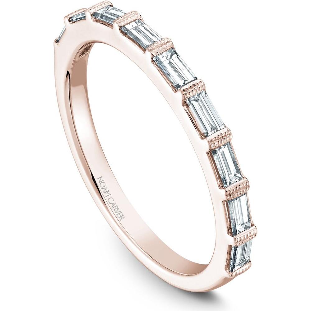 Noam Carver 14K Rose Gold Stackable Wedding Band with Baguette Cut Diamonds - 0.45 Carat Total Diamond Weight