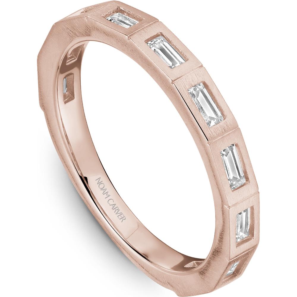 Noam Carver 14K Rose Gold Stackable Wedding Band with Baguette Cut Diamonds - 0.5 Carat Total Diamond Weight