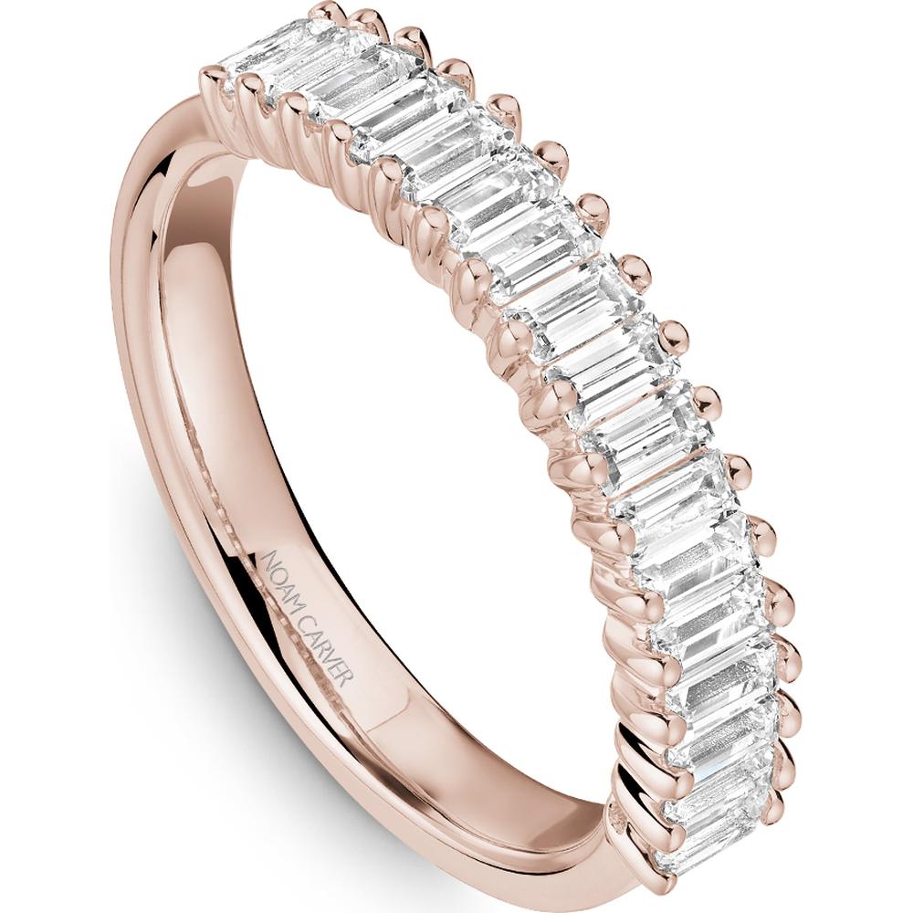Noam Carver 14K Rose Gold Stackable Wedding Band with Baguette Cut Diamonds - 0.85 Carat Total Diamond Weight