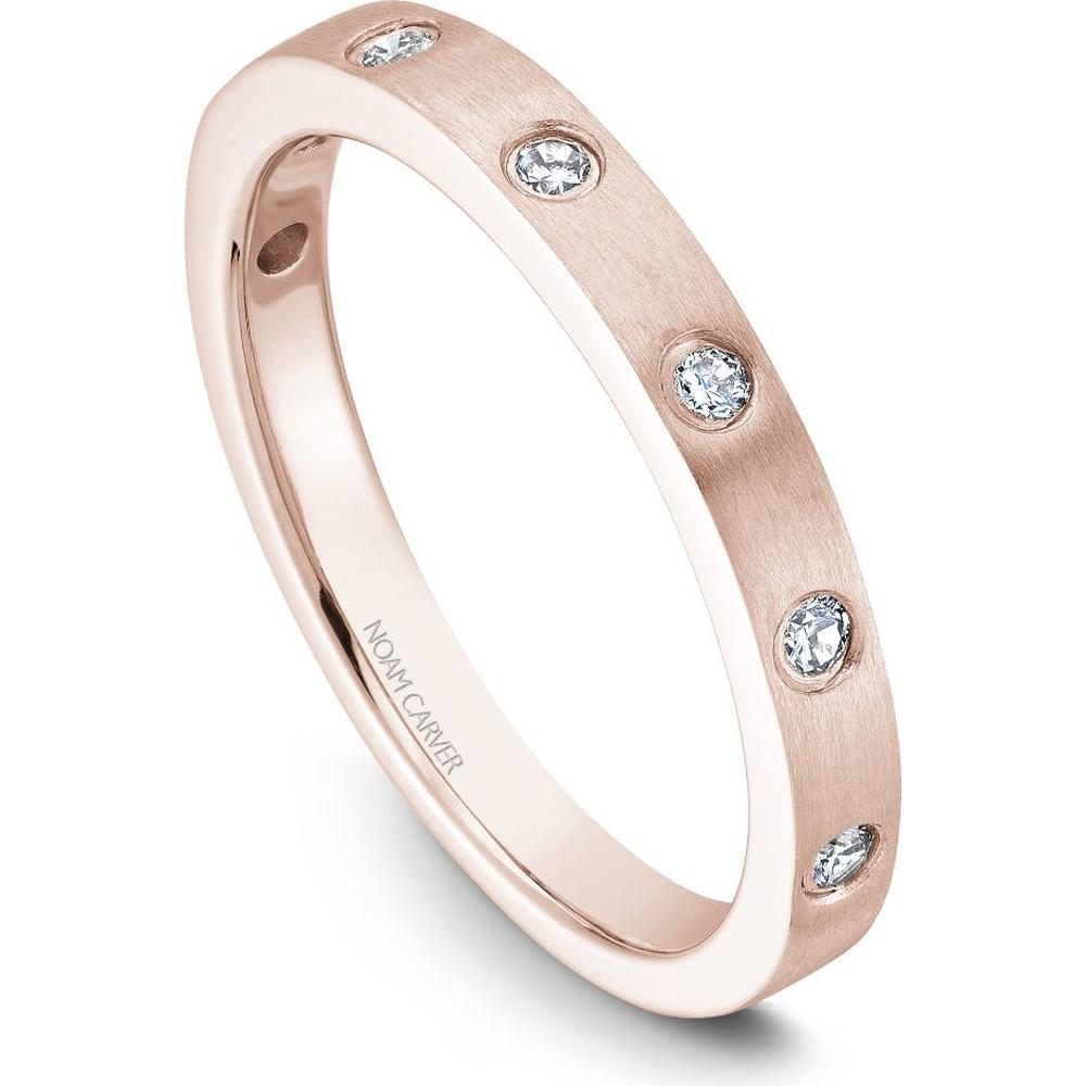 Noam Carver 14K Rose Gold Stackable Wedding Band with Flush Set Round Diamonds - 0.15 Carat Total Diamond Weight