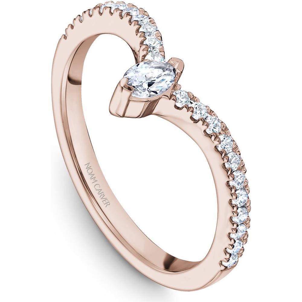 Noam Carver 14K Rose Gold Stackable Wedding Band with Marquise and Round Cut Diamonds - 0.22 Carat Total Diamond Weight