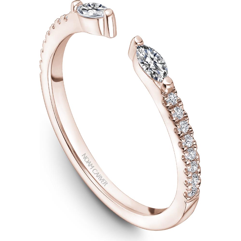 Noam Carver 14K Rose Gold Stackable Wedding Band with Marquise and Round Cut Diamonds - 0.24 Carat Total Diamond Weight