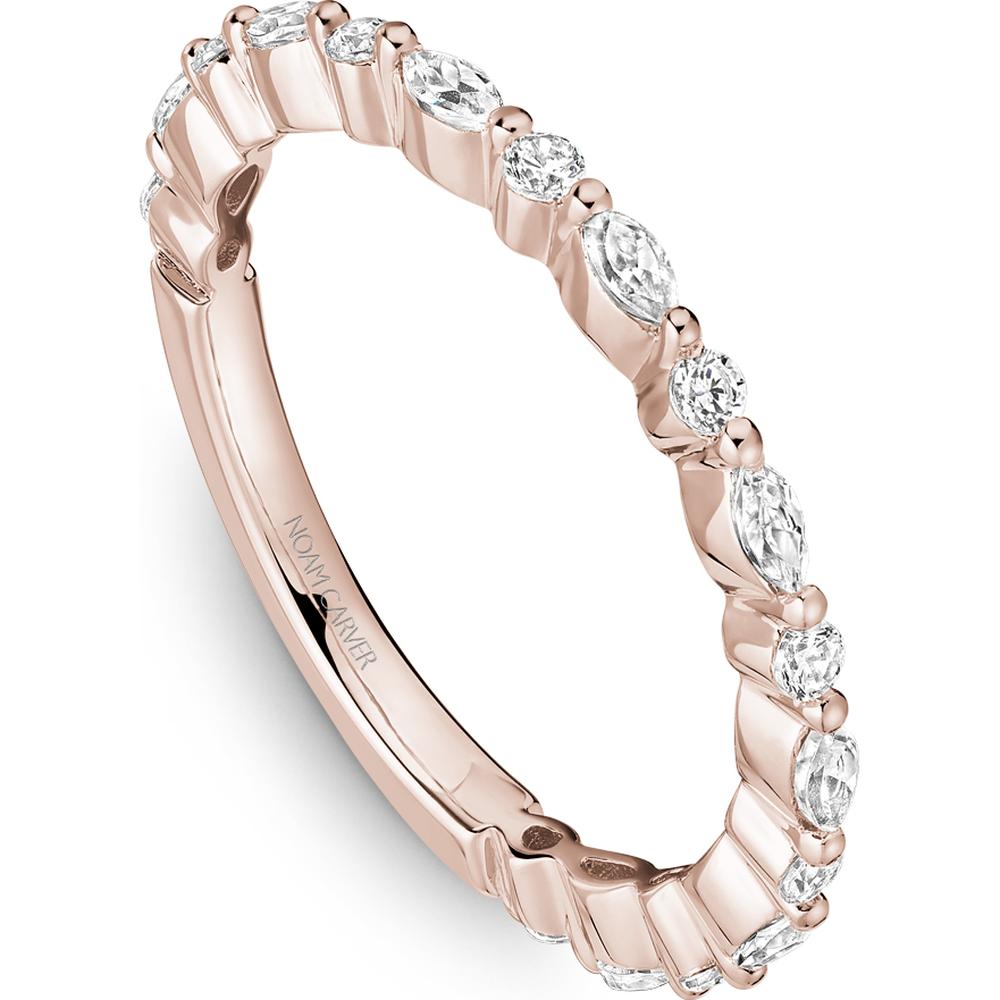 Noam Carver 14K Rose Gold Stackable Wedding Band with Marquise and Round Cut Diamonds - 0.53 Carat Total Diamond Weight
