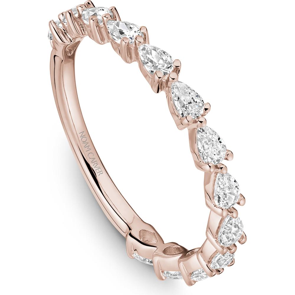 Noam Carver 14K Rose Gold Stackable Wedding Band with Pear Cut Diamonds - 0.71 Carat Total Diamond Weight