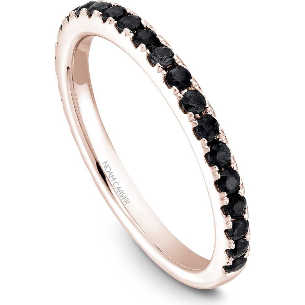 Noam Carver 14K Rose Gold Stackable Wedding Band with Round Black Diamonds - 0.53 Carat Total Diamond Weight