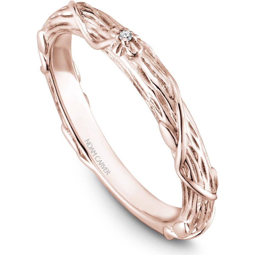Noam Carver 14K Rose Gold Stackable Wedding Band with Round-Cut Diamond - 0.005 Carat Total Diamond Weight