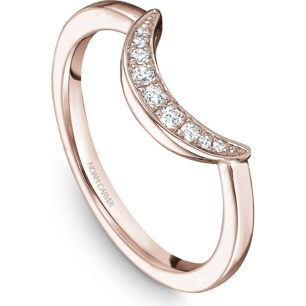 Noam Carver 14K Rose Gold Stackable Wedding Band with Round Cut Diamonds - 0.07 Carat Total Diamond Weight