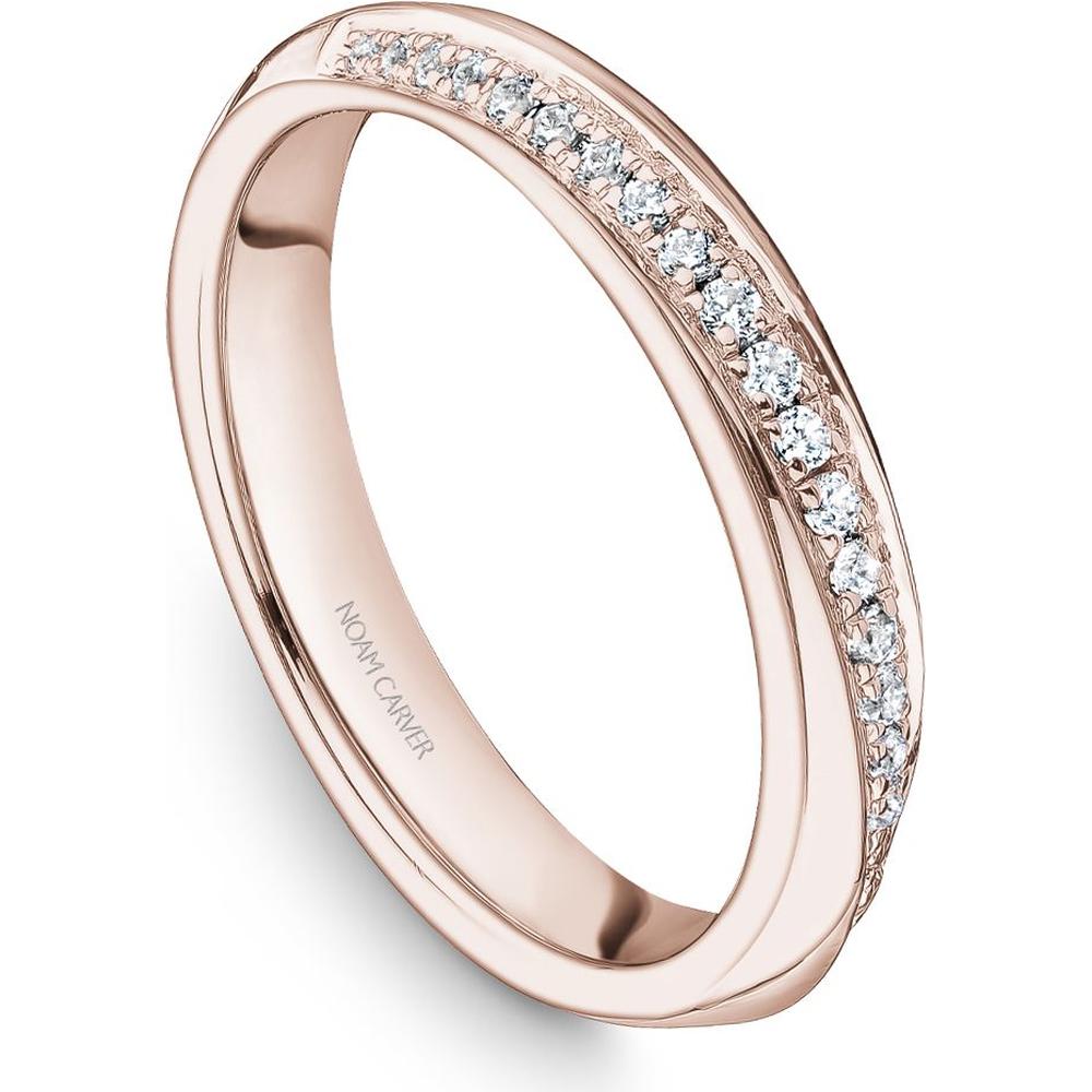 Noam Carver 14K Rose Gold Stackable Wedding Band with Round Cut Diamonds - 0.14 Carat Total Diamond Weight