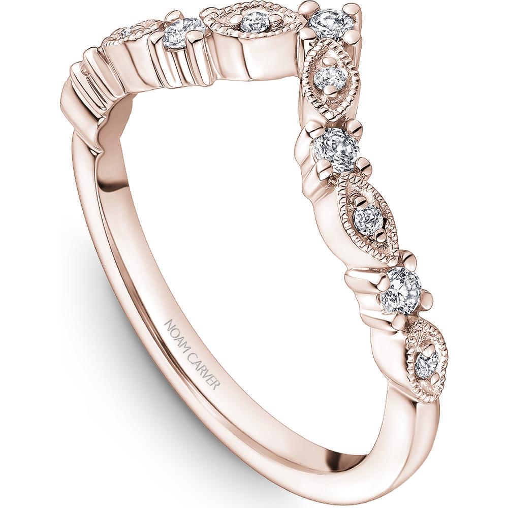 Noam Carver 14K Rose Gold Stackable Wedding Band with Round-Cut Diamonds - 0.18 Carat Total Diamond Weight
