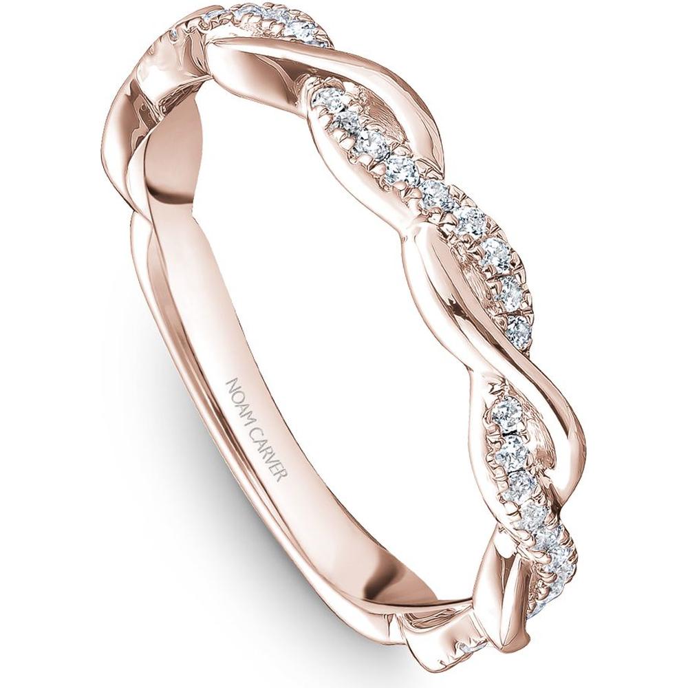 Noam Carver 14K Rose Gold Stackable Wedding Band with Round Cut Diamonds - 0.19 Carat Total Diamond Weight