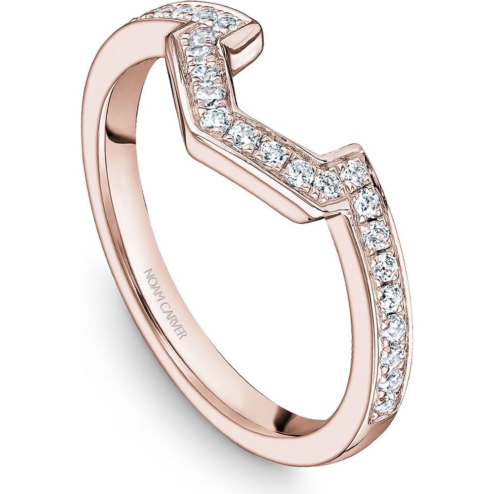 Noam Carver 14K Rose Gold Stackable Wedding Band with Round Cut Diamonds - 0.19 Carat Total Diamond Weight
